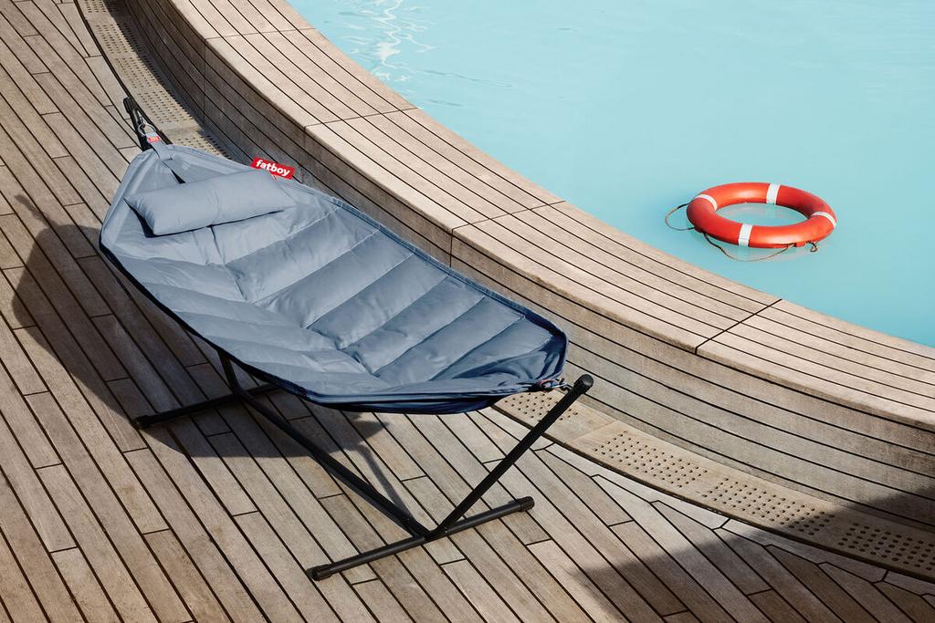 Fatboy Headdemock hangmat met standaard en kussen Storm Blue, Ophalen, Binnen, Meerpersoons, Zo goed als nieuw