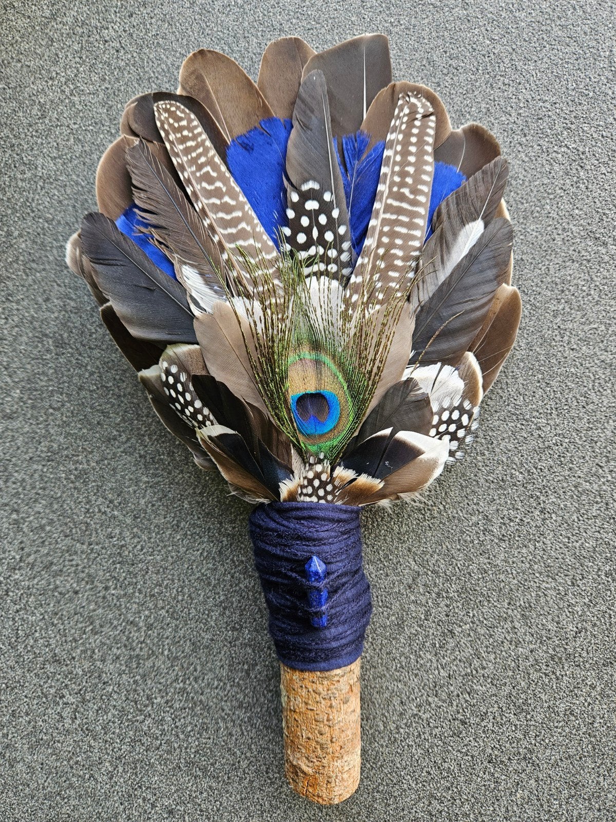 smudge feathers lapis lazuli veren waaier reiki stick blauw, Ophalen of Verzenden