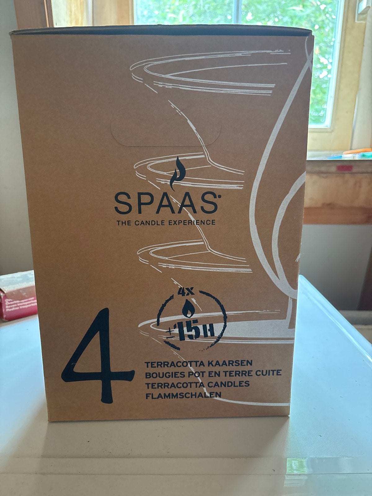SPAAS Terracotta Kaarsen - 4 stuks, 15u brandtijd, Overige materialen, Bruin, Nieuw, Ophalen of Verzenden