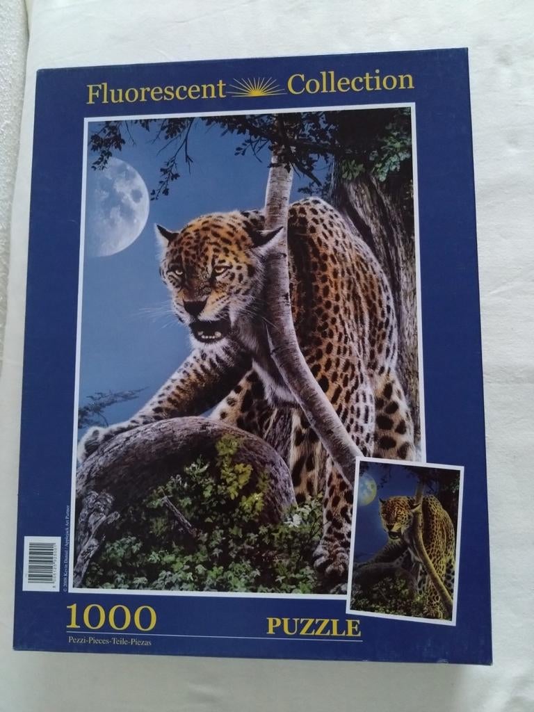 Fluorescerende luipaard puzzel 1000 stukjes, Hobby en Vrije tijd, Denksport en Puzzels, Ophalen of Verzenden, 500 t/m 1500 stukjes
