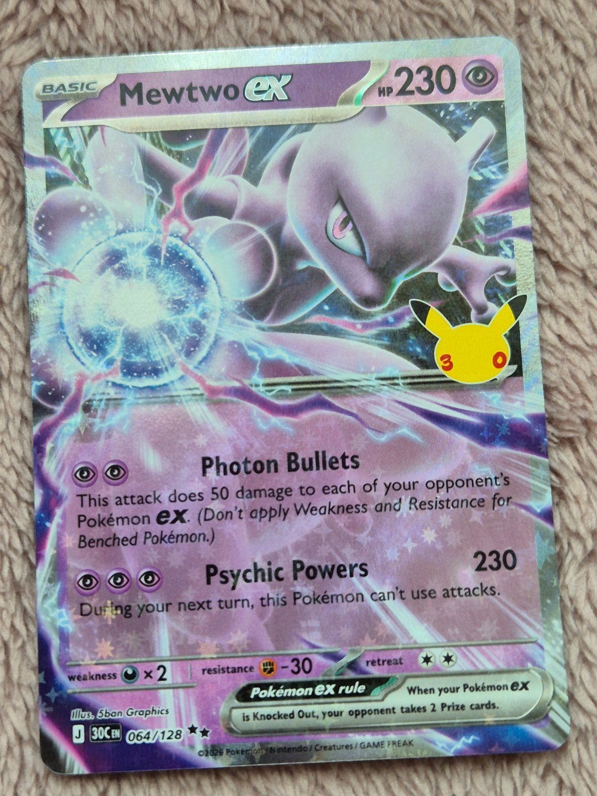 Mewtwo Ex  - 064/128 - 30th Celebration (30C 064) NM, Ophalen of Verzenden, Nieuw, Losse kaart
