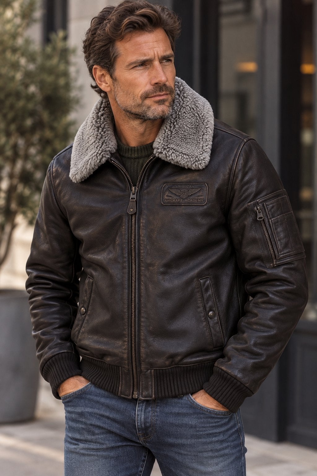 Redskins Leren Pilotenjack met Afneembare Kraag - Maat L, Kleding | Heren, Ophalen of Verzenden, Zo goed als nieuw, Maat 52/54 (L)