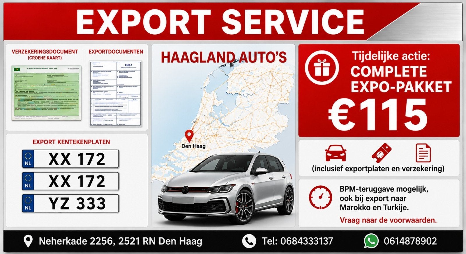 Export Service: Compleet Expo-Pakket voor €115, Ophalen