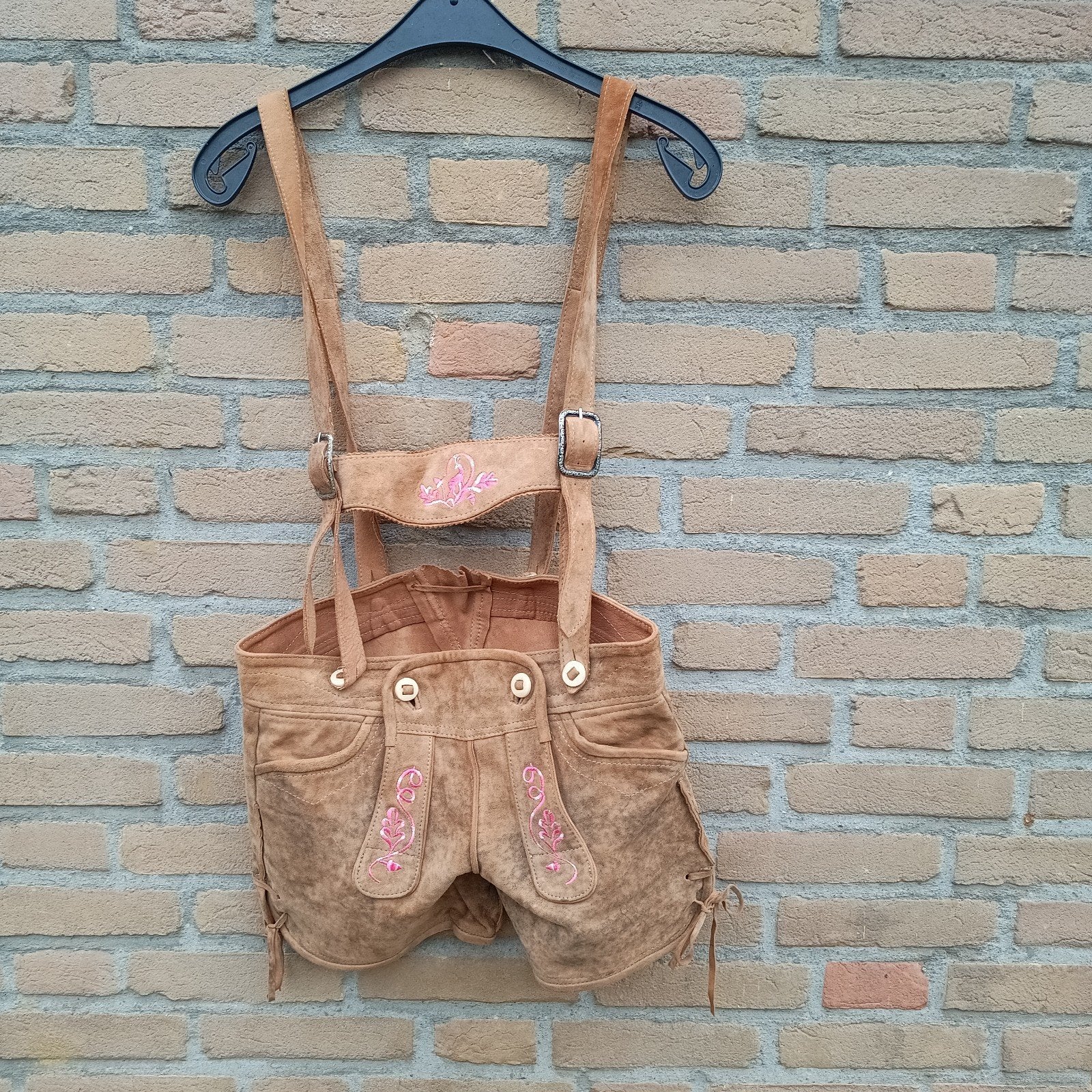 Steindl 34 lederhose antiek look echt leer Oktoberfest, Ophalen of Verzenden, Zo goed als nieuw, Maat 34 (XS) of kleiner, Carnaval