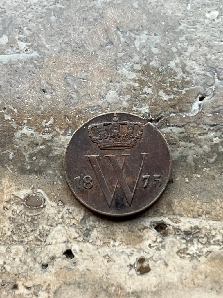 1/2 cent 1875 Willem III, mooie kwaliteit, Ophalen of Verzenden, Koning Willem III, Losse munt