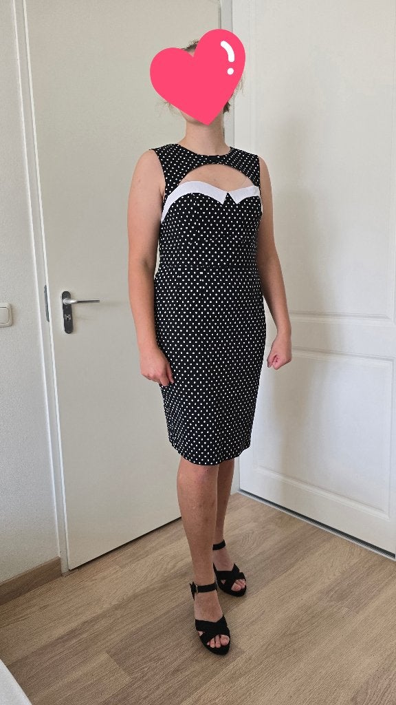 Hell Bunny Polkadot Jurk Zwart Wit Maat M, Kleding | Dames, Zwart, Maat 42/44 (L), Ophalen of Verzenden, Zo goed als nieuw
