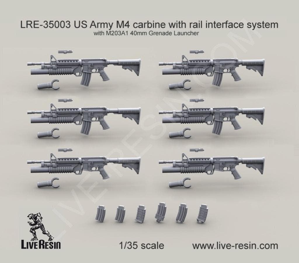 liveresin LRE35003 M4 Carbine w M203A1 40mm 1/35, Verzenden, Nieuw, 1:35 tot 1:50