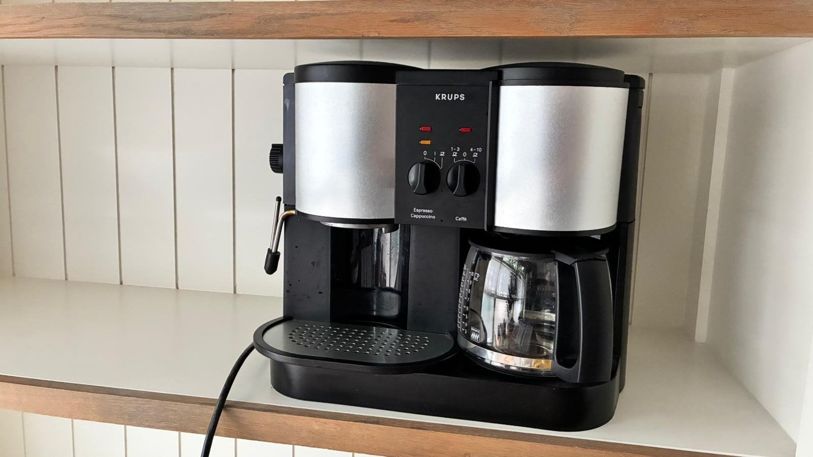 Krups Duo 874 Espresso/Filter en Cappuccino apparaat, Stoompijpje, Gebruikt, Gemalen koffie, Ophalen of Verzenden