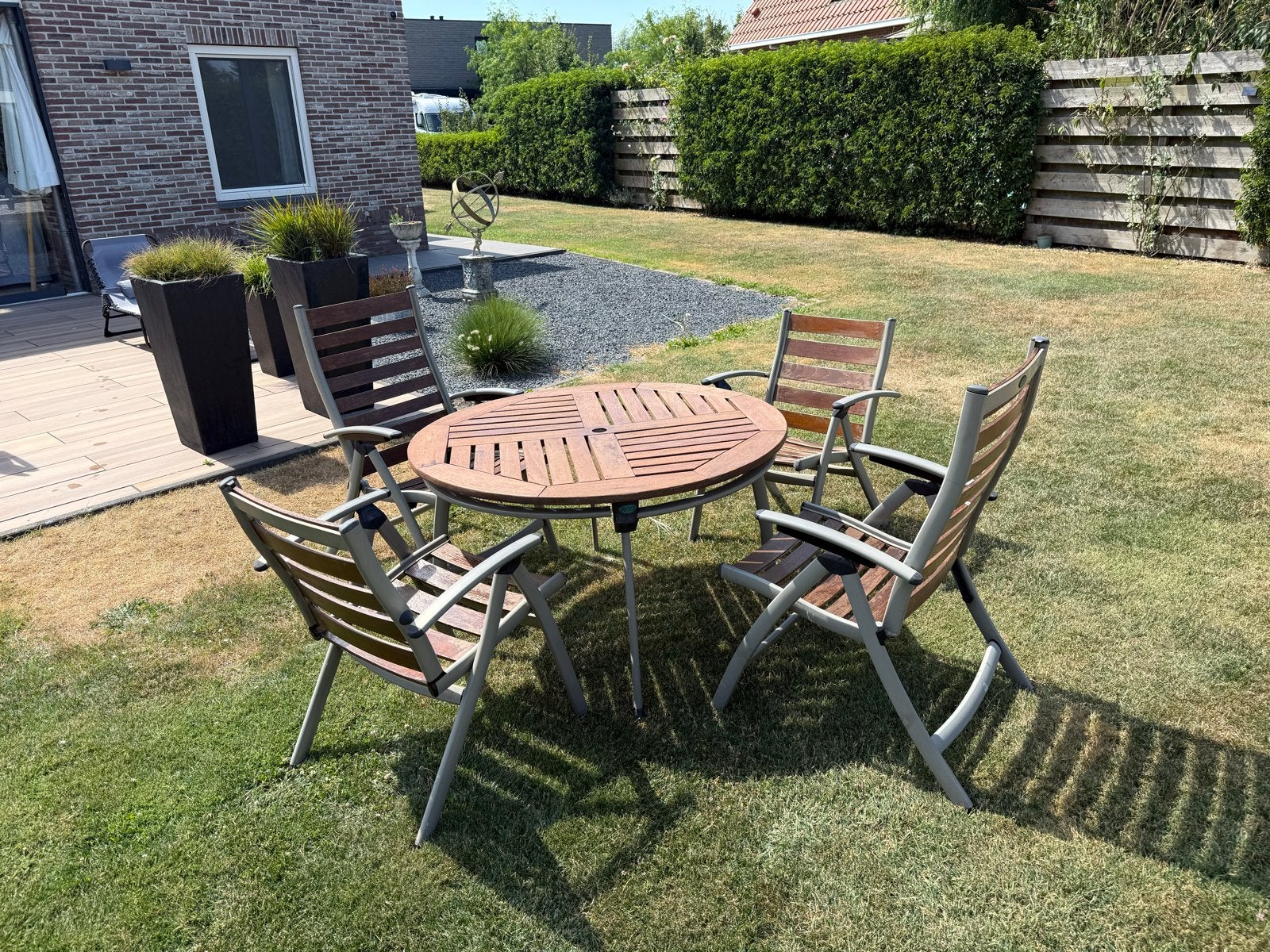 Preston Tuinset - Houten tafel met 4 stoelen, Tuin en Terras, Ophalen, 4 zitplaatsen, Gebruikt, Eettafel