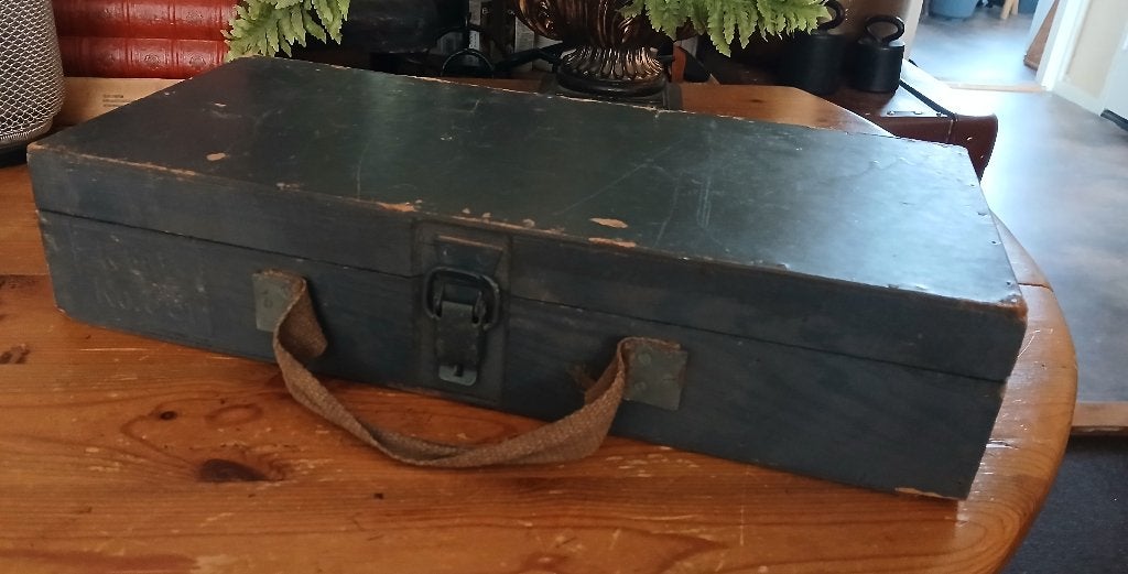 Oude houten munitie legerkist Zwitserland KMV no 351 Swiss, Antiek en Kunst, Ophalen of Verzenden