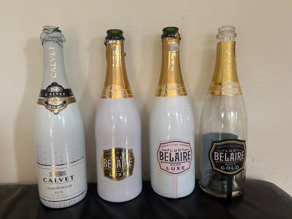 4 Lege flessen Belaire + Calvet 75 cl., Ophalen of Verzenden, Zo goed als nieuw, Verpakking