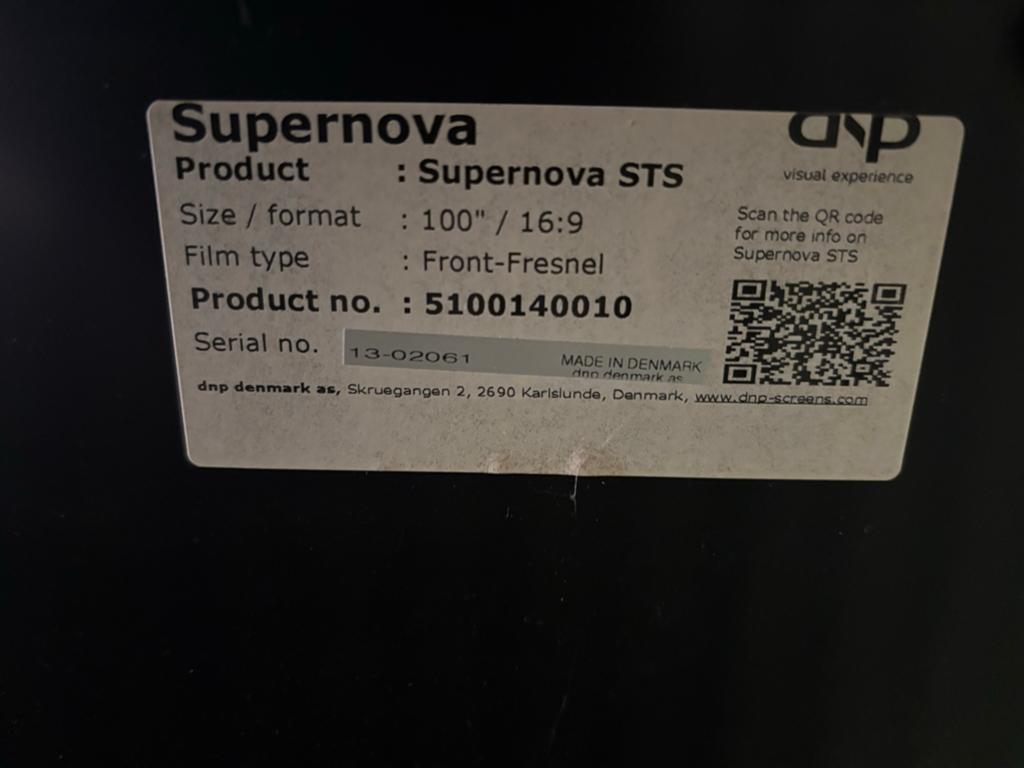 Supernova STS 100" 16:9 Front-Fresnel Projectiescherm, Ophalen of Verzenden, Gebruikt