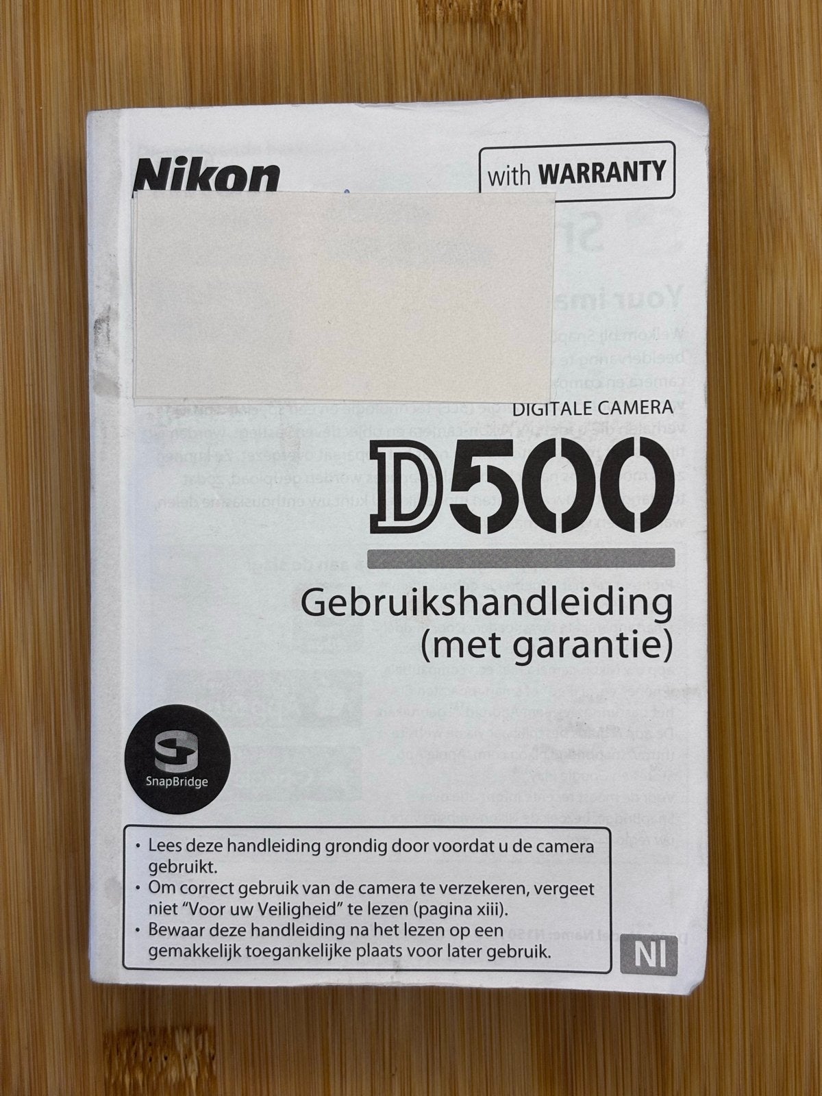 Nikon D500 Gebruikershandleiding nederlandstalig, Ophalen of Verzenden, Gebruikt, Nikon