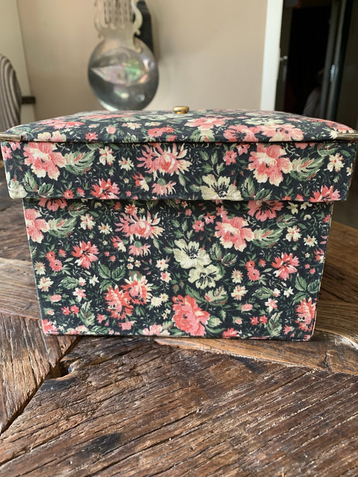 Vintage stoffen doos met bloemenprint, Ophalen of Verzenden