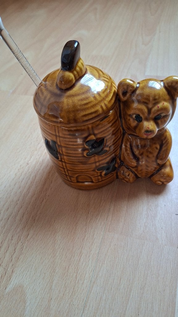 Vintage Honingpot met Beer - Keramiek, Antiek en Kunst, Ophalen of Verzenden
