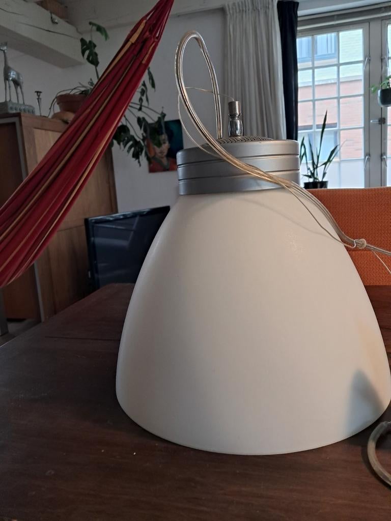 Twee Philips Lirio hanglampen met witte matglazen kelken, Ophalen of Verzenden, Minder dan 50 cm