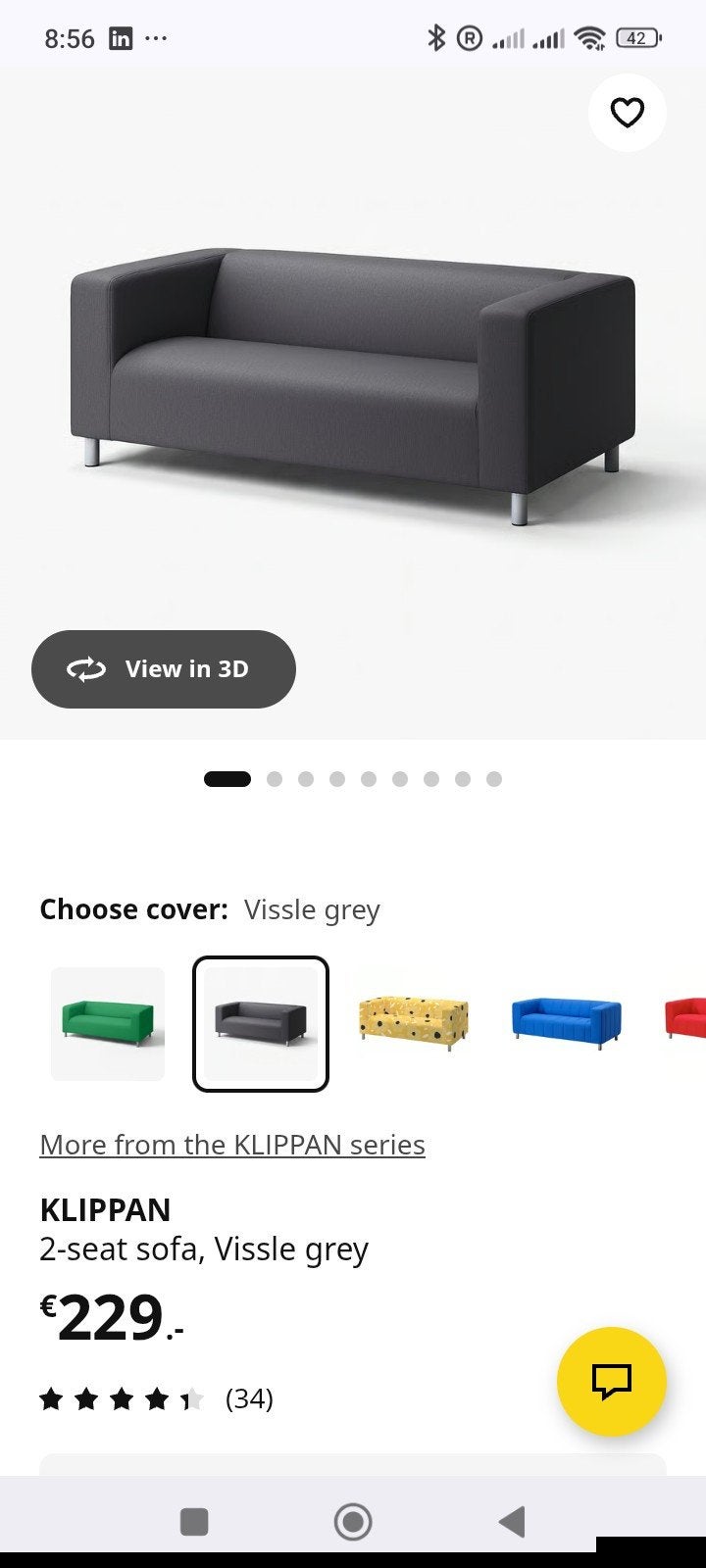 Ikea Klippan 2-zitsbank + nieuwe hoes, 150 tot 200 cm, Tweepersoons, 75 tot 100 cm, Ophalen of Verzenden