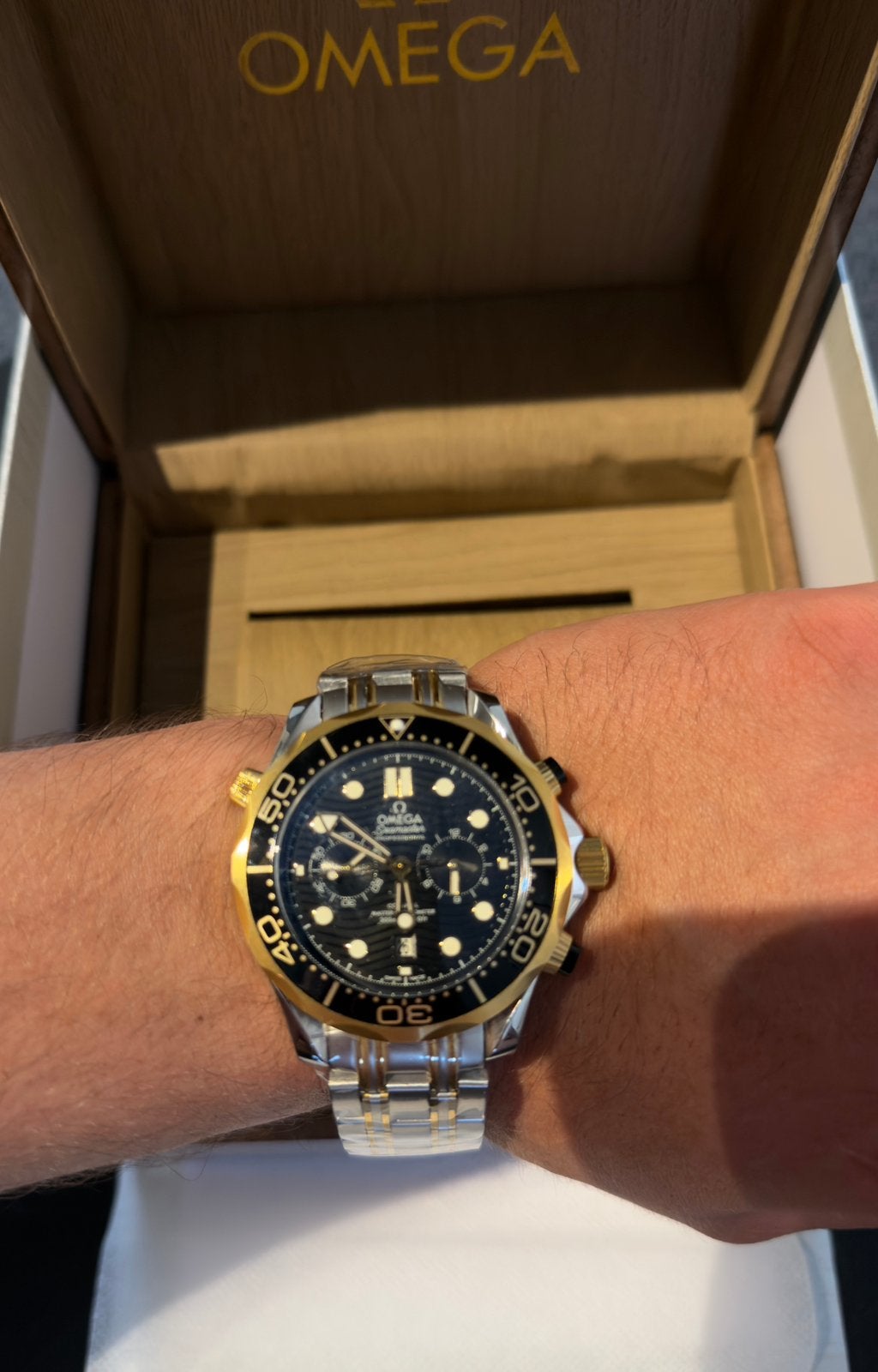 Omega Seamaster Diver 300M Chronograaf Staal/Goud, Sieraden, Tassen en Uiterlijk, Horloges | Heren, Staal, Polshorloge, Ophalen of Verzenden