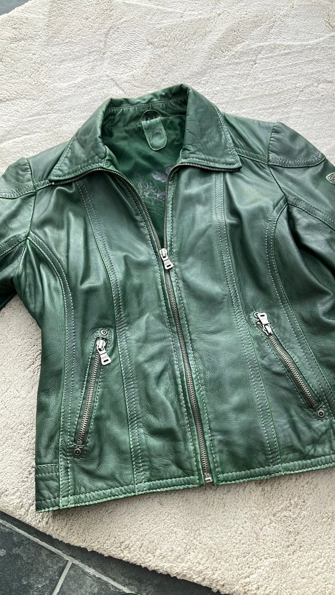 Gipsy leren jasje M/L, Kleding | Dames, Ophalen of Verzenden, Zo goed als nieuw, Groen
