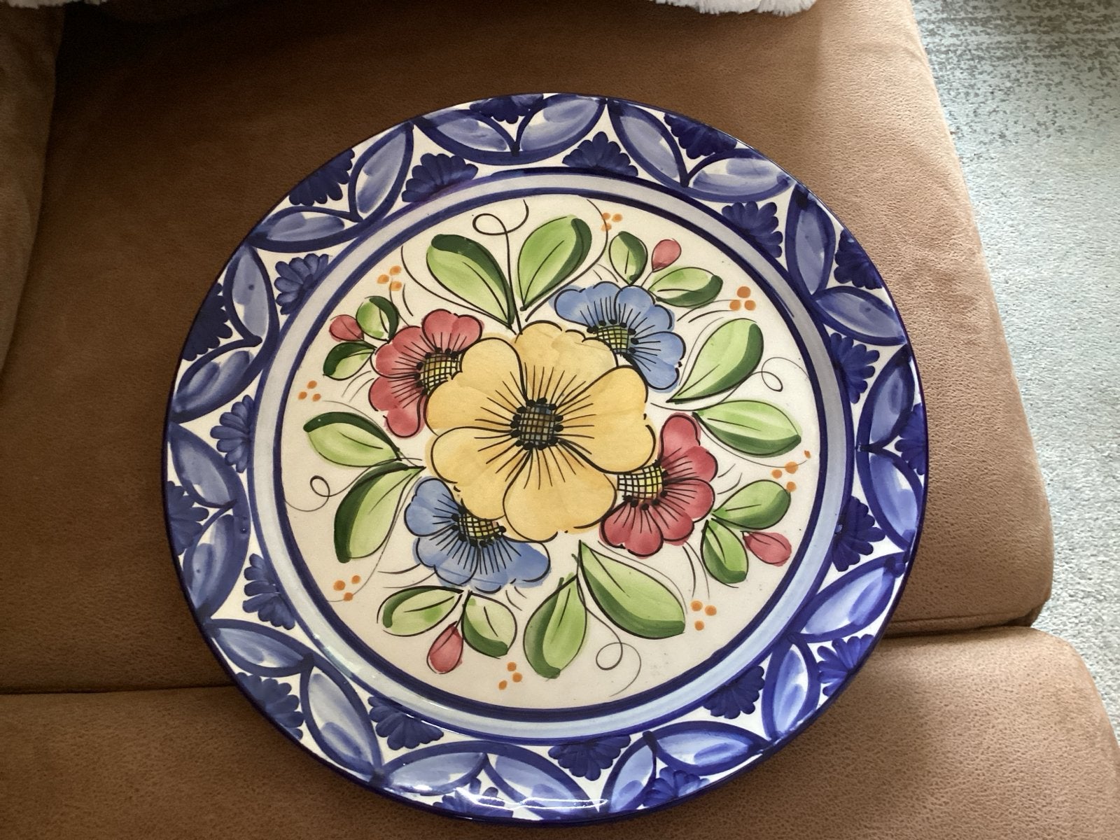 Decoratieve bord Handgeschilderd - 36 cm Diameter, Ophalen