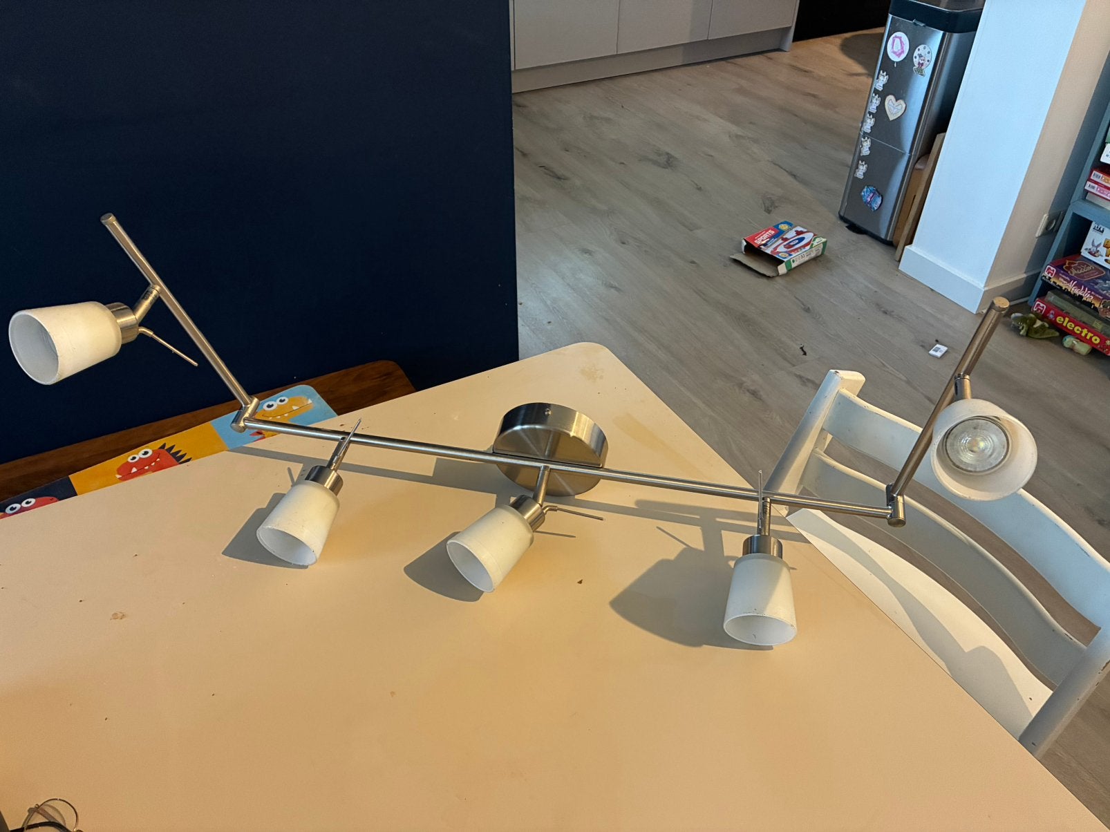 Ikea plafondlamp met 5 verstelbare spots, Ophalen, Gebruikt, Glas, GU10