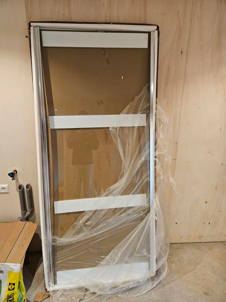 Douchedeur en zijwand 90x200 cm, Ophalen, Nieuw, Glas, Douche