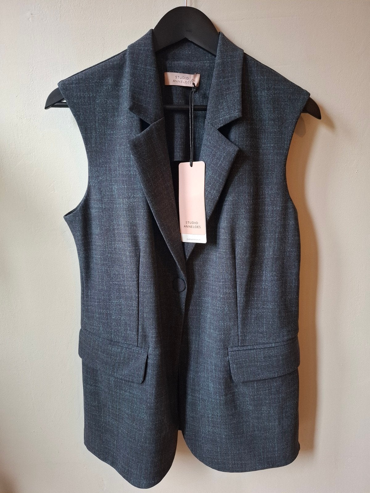 Studio Anneloes Minte denim tweed gilet midnight blue S/36, Studio Anneloes, Blauw, Nieuw, Ophalen of Verzenden