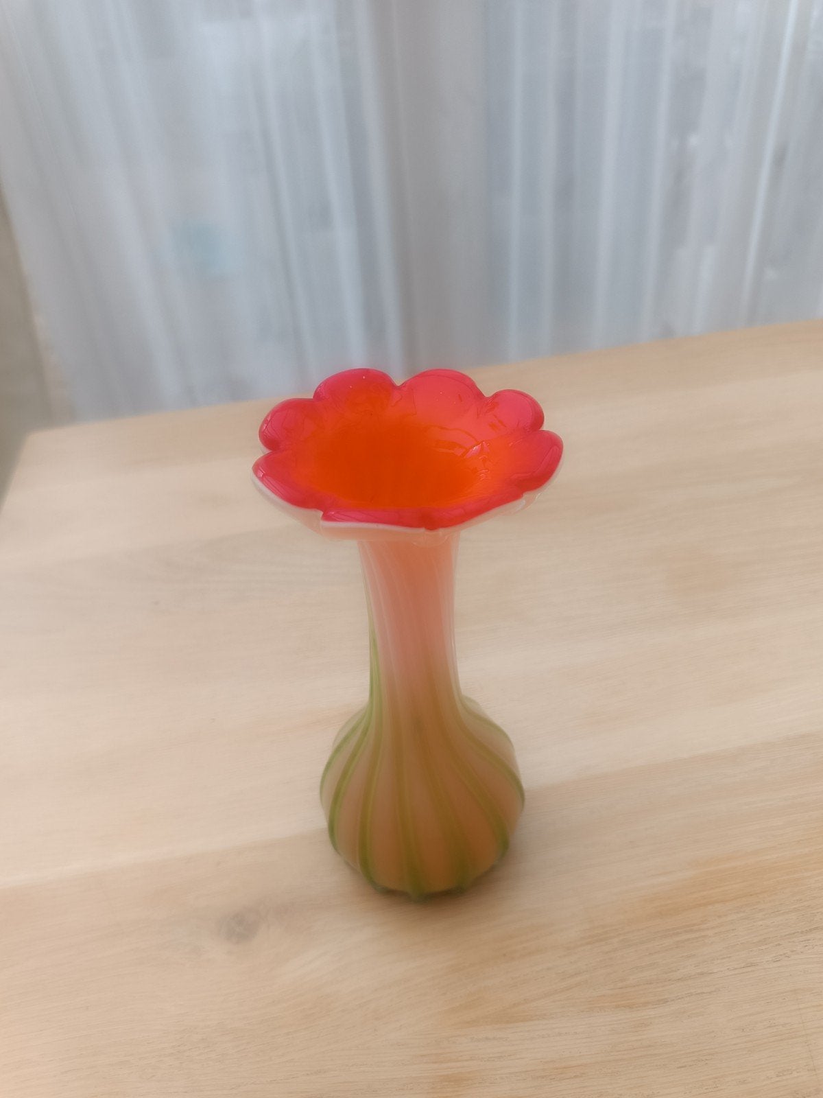 Vintage Murano-stijl vaas - roze, groen en rood glas, Ophalen of Verzenden