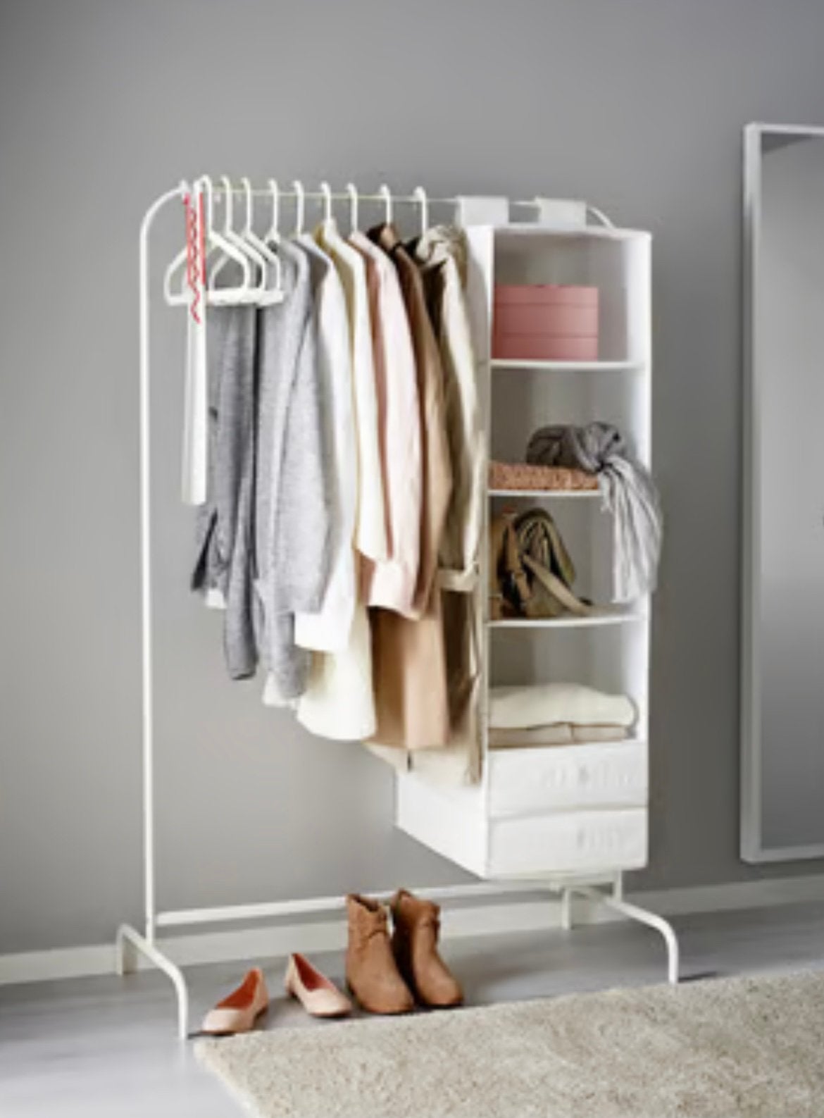 Ikea stalen kledingrek Mullig 2x  met toebehoren, Ophalen, Zo goed als nieuw