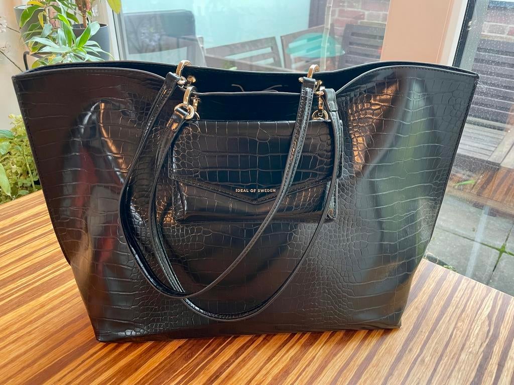 Ideal of Sweden Neo Noir Croco Tas - Zo goed als nieuw!, 30 cm of meer, Zwart, Ophalen of Verzenden, Zo goed als nieuw