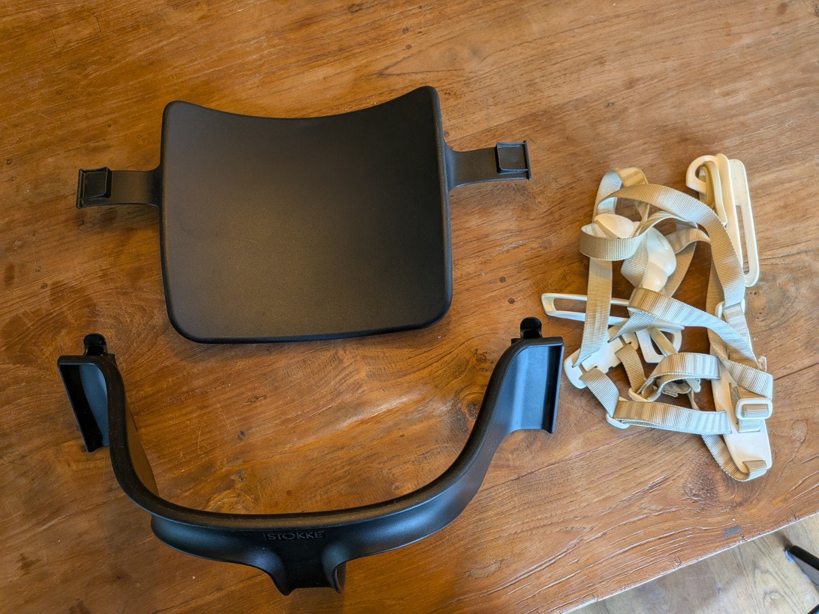 Stokke Tripp Trapp babyset + harnas zwart, Ophalen of Verzenden, Zo goed als nieuw, Stoel(en)