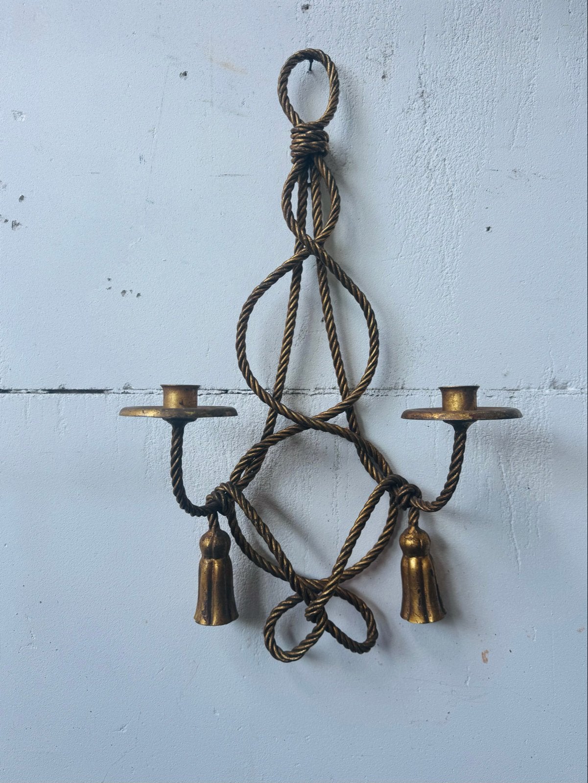 Vintage Hollywood regency style wandkandelaar italiaans, Ophalen of Verzenden, Koper of Brons