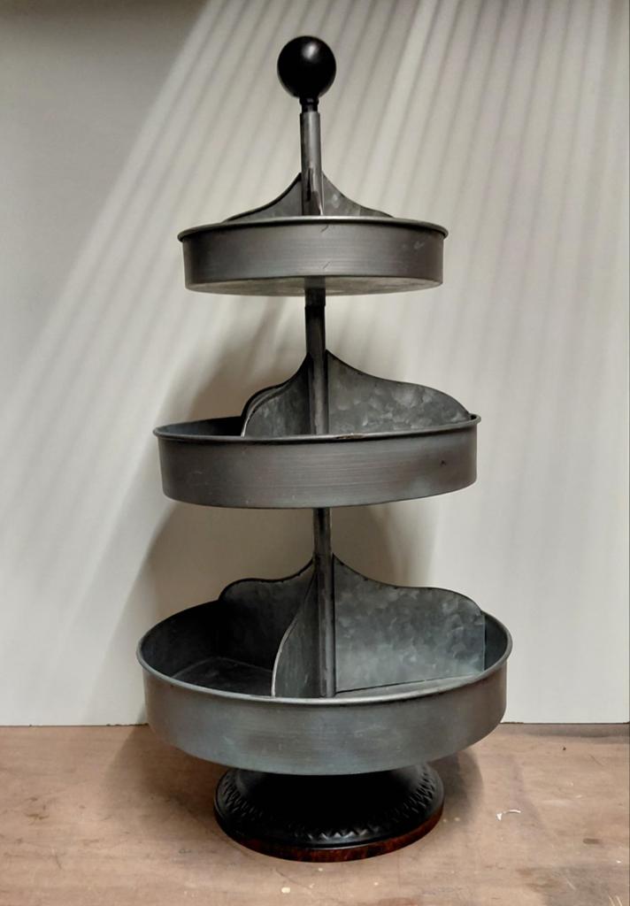 Draaibare Zinken Carrousel - Decoratieve Etagere, Huis en Inrichting, Overige materialen, Gebruikt, Schaal, Rond