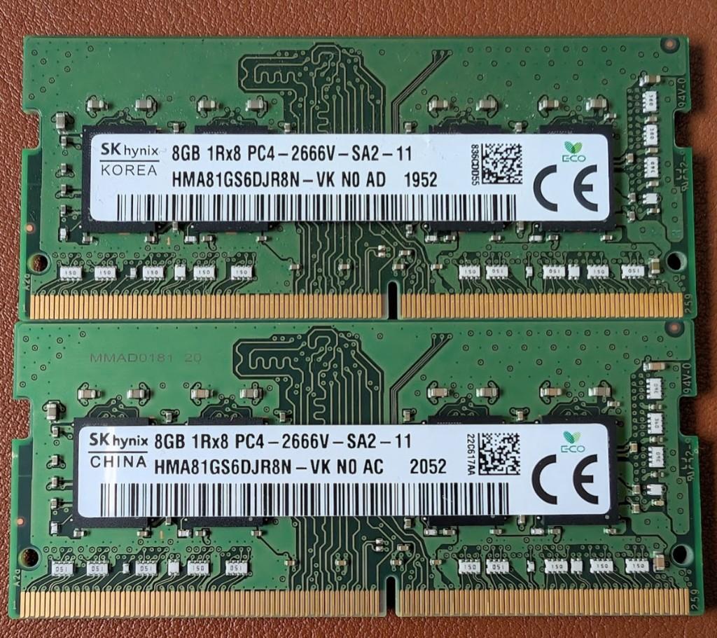 SK Hynix 2x8GB (16GB) DDR4 2666Mhz, Computers en Software, RAM geheugen, Gebruikt, Verzenden, DDR4, Desktop