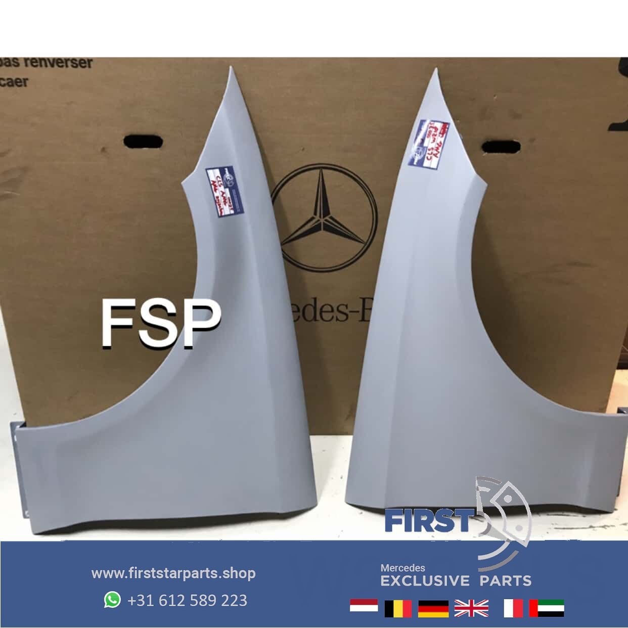 W218 C218 CLS ZIJSCHERMEN LINKS + RECHTS origineel Mercedes, Gebruikt, -, Ophalen of Verzenden, Spatbord