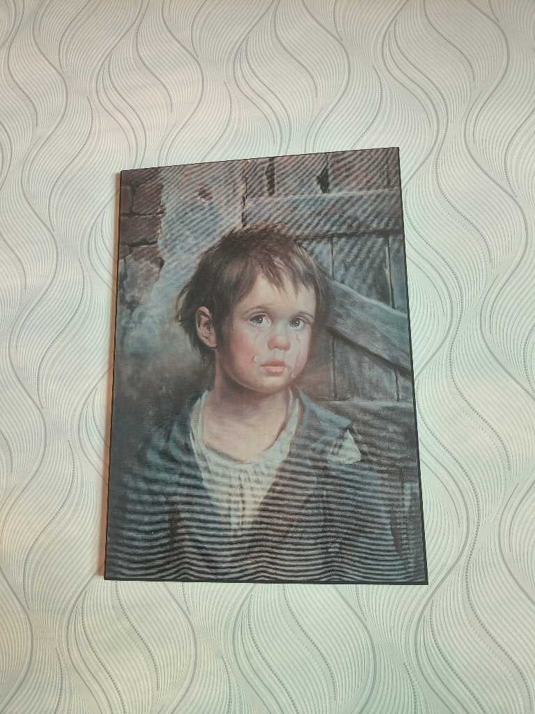 Schilderij huilend kind, Ophalen