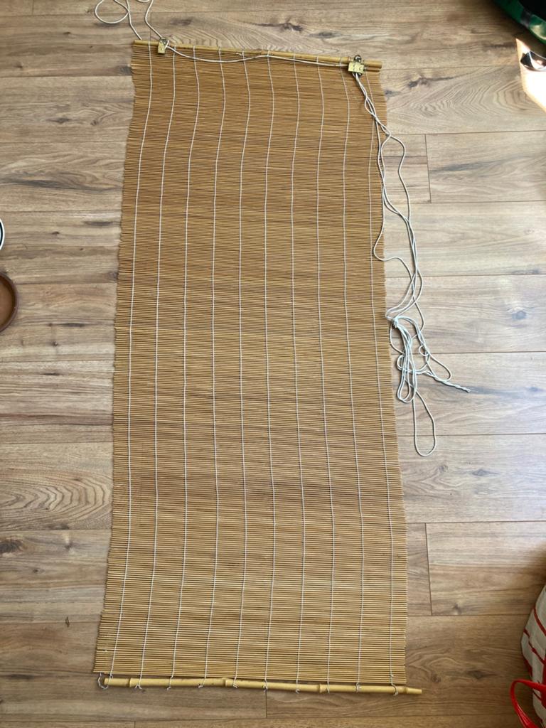 Gratis bamboe rolgordijn, Gebruikt, Bruin, 150 tot 200 cm, 50 tot 100 cm