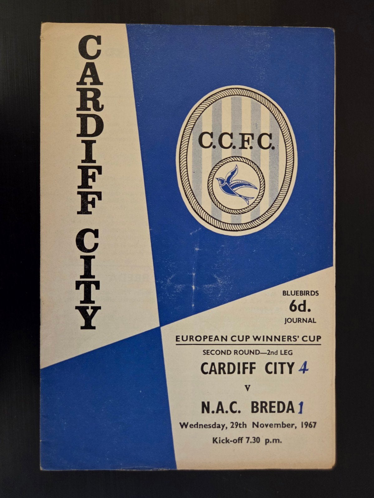 oud voetbal EUROPACUP programma CARDIFF CITY NAC BREDA 1967, Ophalen of Verzenden, Gebruikt, NAC Breda, Boek of Tijdschrift