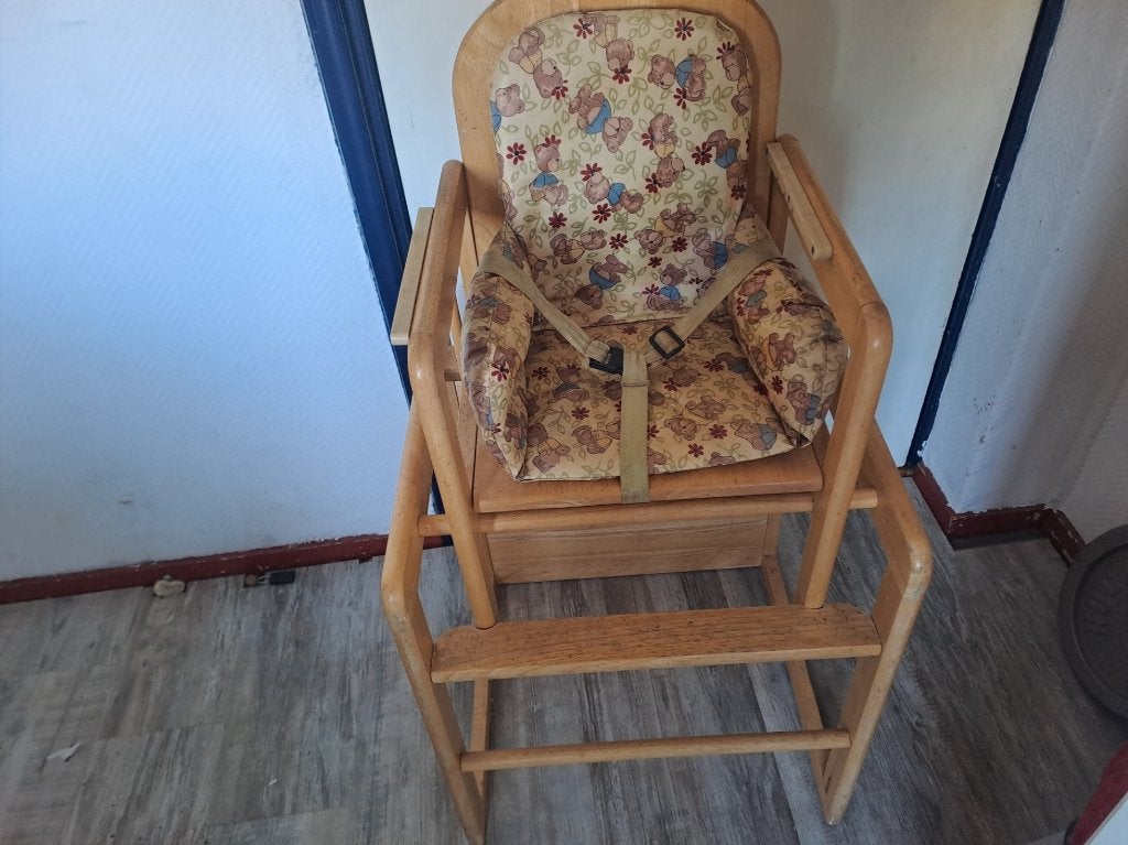 Houten meegroeikinderstoel, Ophalen, Gebruikt, Meegroeistoel, Afneembaar eetblad