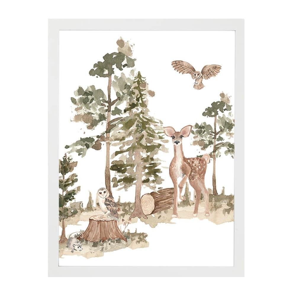 Kinderposter Bosdieren Aquarel Hert Little Dreamzzz, 30 cm, Bi & Li Creaties, 21 cm, Nieuw