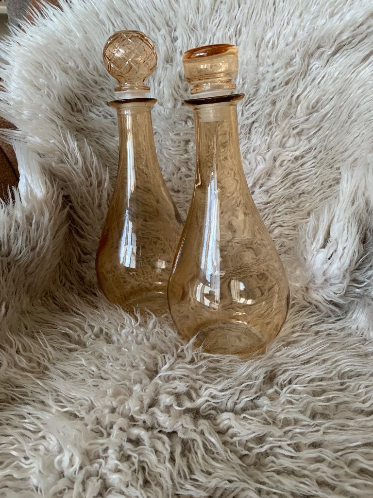 Karaf 2x, Ophalen of Verzenden, Zo goed als nieuw, Glas, Vintage