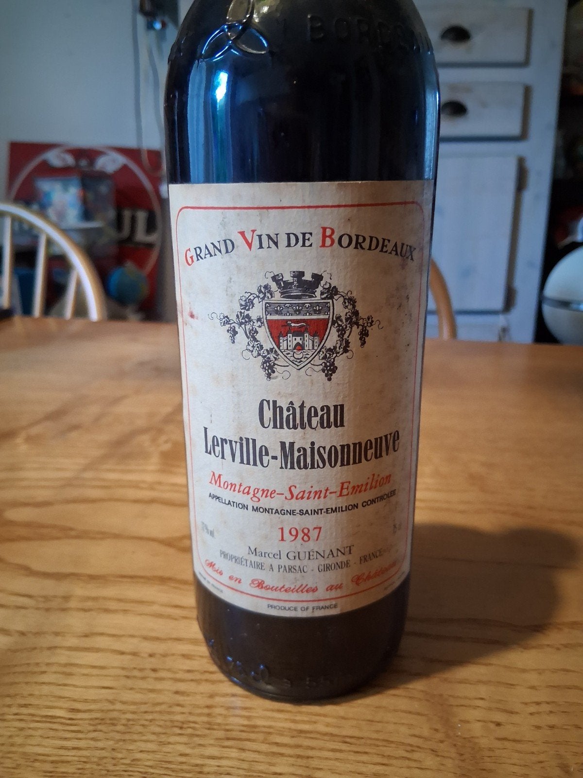 Château Lerville-Maisonneuve 1987 Montagne-Saint-Émilion, Gebruikt, Frankrijk, Ophalen of Verzenden, Rode wijn