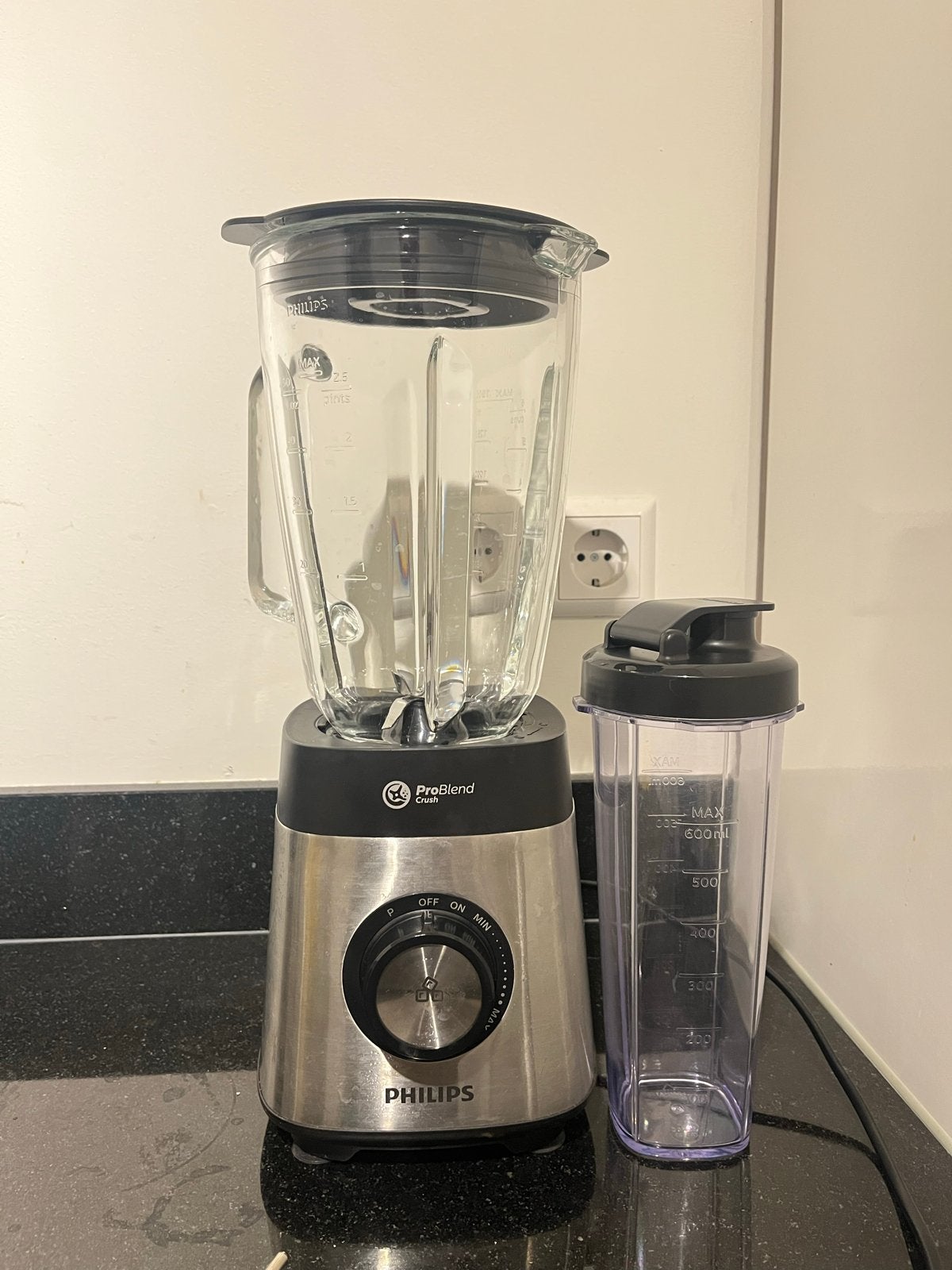 Philips ProBlend Crush Blender HR3573 + To-Go Fles, Ophalen, Zo goed als nieuw, Blender