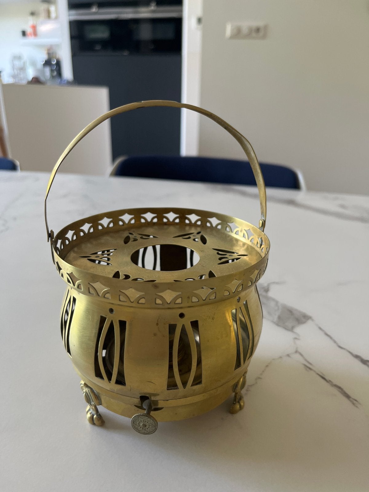 Antieke Koperen Theelichthouder met Handvat, Antiek en Kunst, Antiek | Koper en Brons, Ophalen of Verzenden, Koper