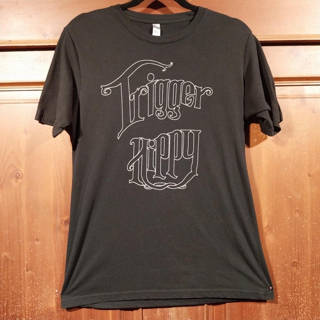 zwart vintage Tee-shirt Trigger Hippy maat M, Verzenden, Gedragen, Maat 48/50 (M), Zwart