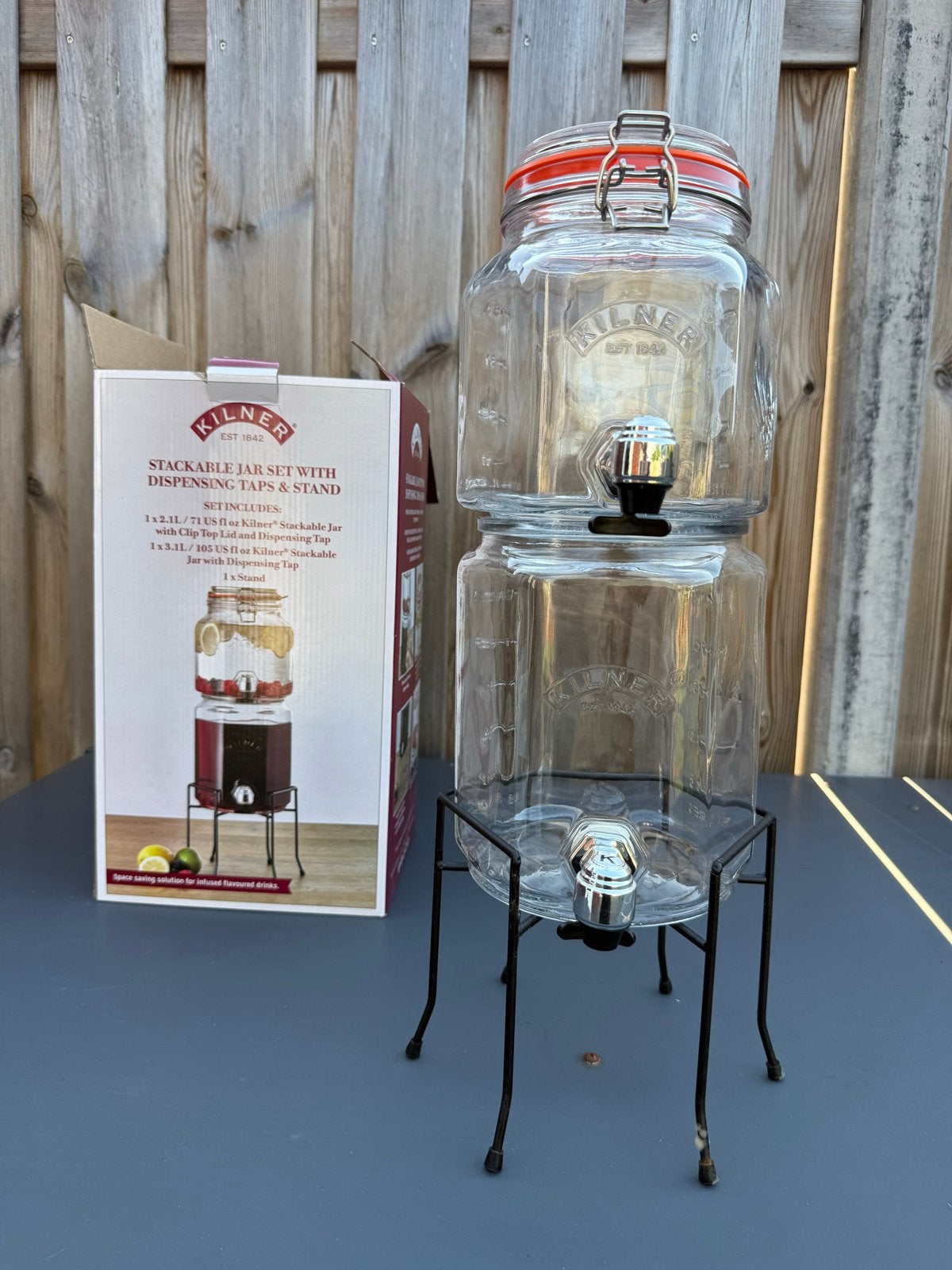 Kilner Stapelbare Drankdispenser Set met Kraantjes en Stand, Ophalen of Verzenden, Overige merken, Glas, Overige typen
