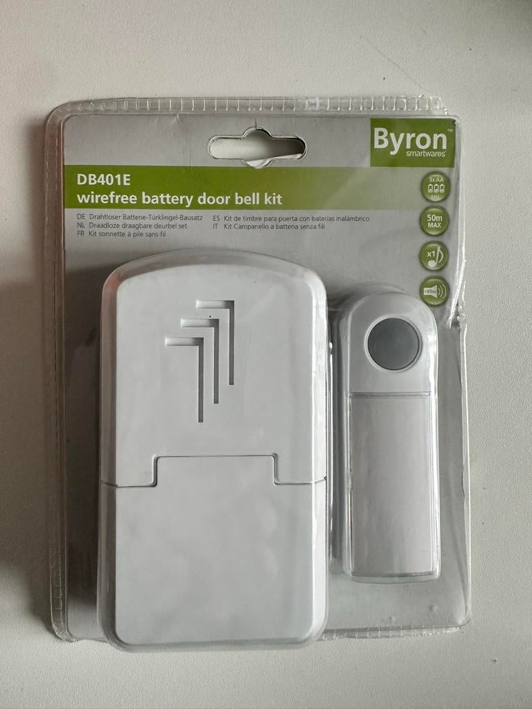 Byron DB401E Draadloze Deurbel Set - Nieuw in Verpakking, Ophalen of Verzenden, Nieuw, Draadloos