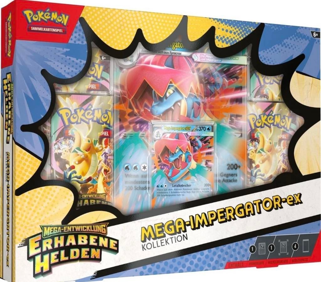 Pokémon Mega-Impergator-EX Collectie - Erhabene Helden, Ophalen of Verzenden, Nieuw, Overige typen, Foil