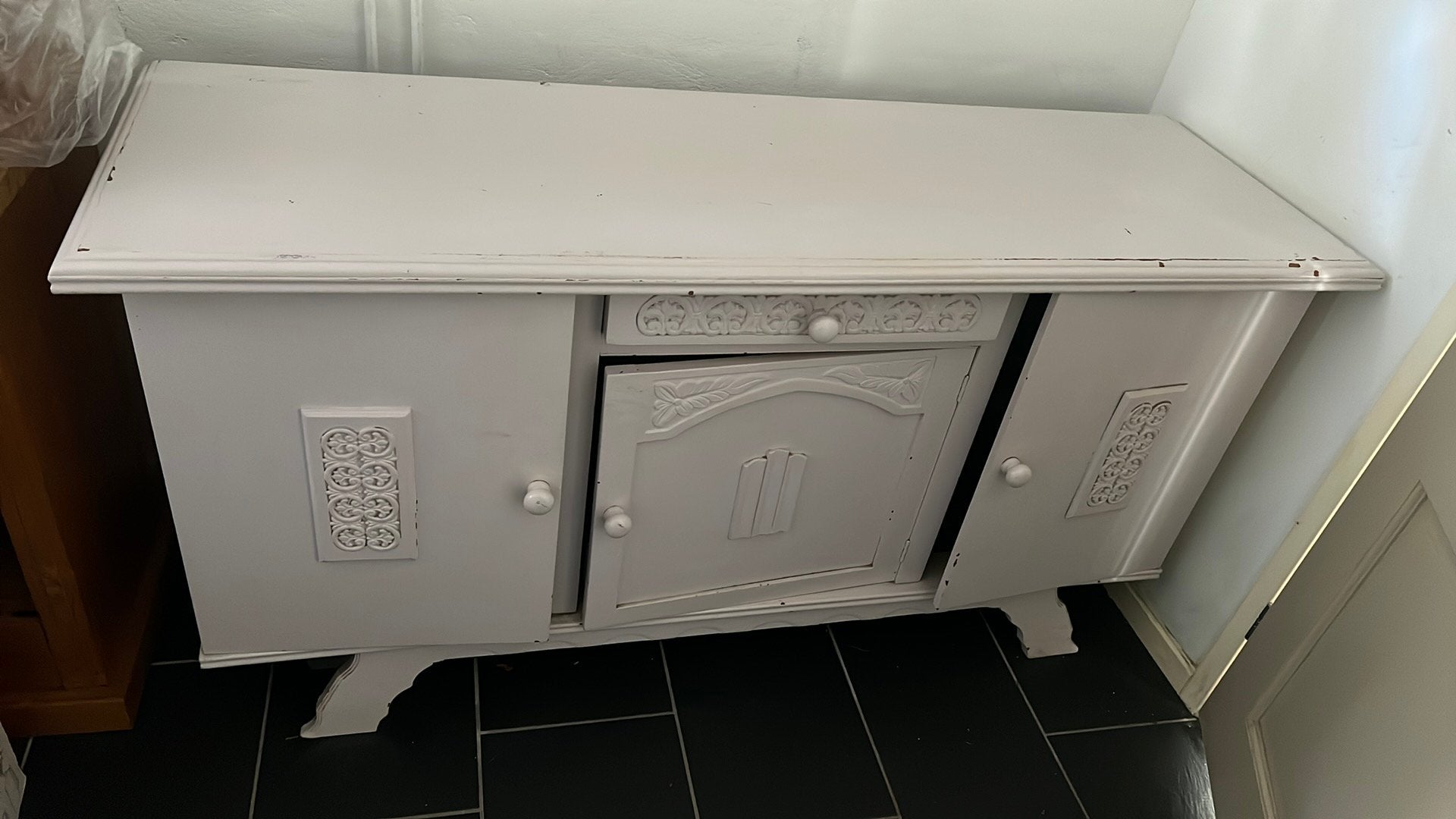 Vintage houten dressoir/kastje commode, opknapper!  lade