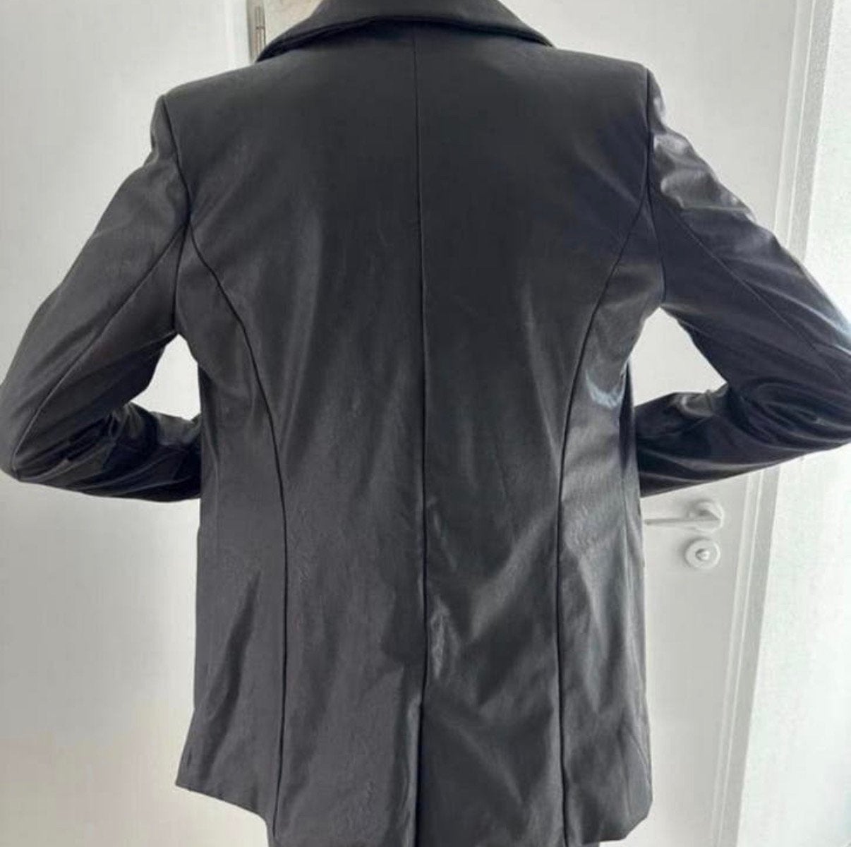 Zwart leren colbert maat M/L, Kleding | Dames, Ophalen of Verzenden, Zo goed als nieuw, Zwart